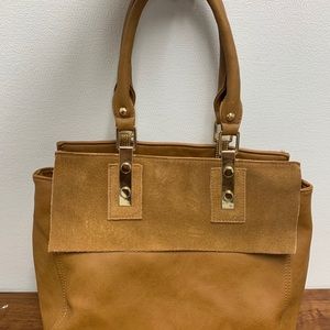 Suede leather and pleather purse